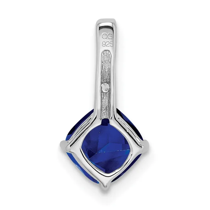 TreasureFineJewelers Necklaces 14k White Gold Cushion Sapphire and Diamond Pendant