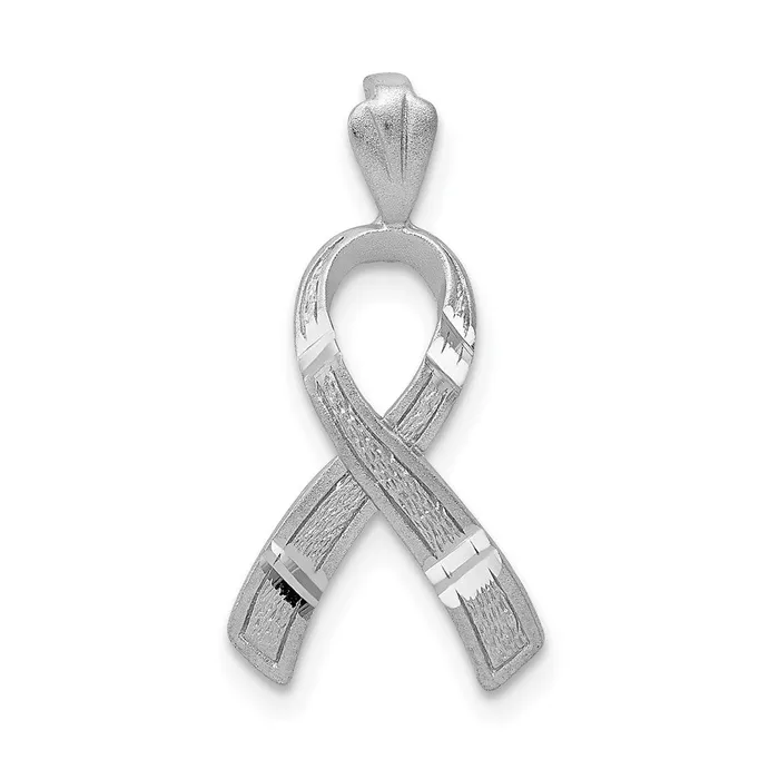 TreasureFineJewelers Necklaces 14k White Gold Diamondcut Awareness Pendant TreasureFineJewelers Necklaces 14k White Gold Diamondcut Awareness Pendant
