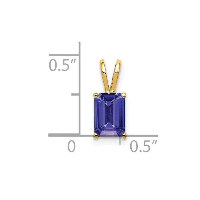 TreasureFineJewelers Necklaces 14k Yellow Gold 7x5mm Emerald Cut Tanzanite pendant