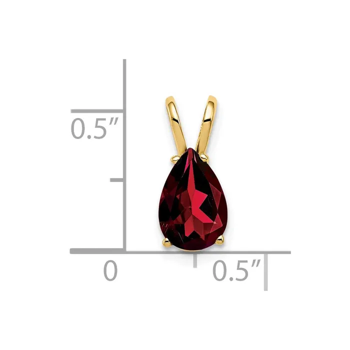 TreasureFineJewelers Necklaces 14k Yellow Gold 9x6mm Pear Garnet pendant