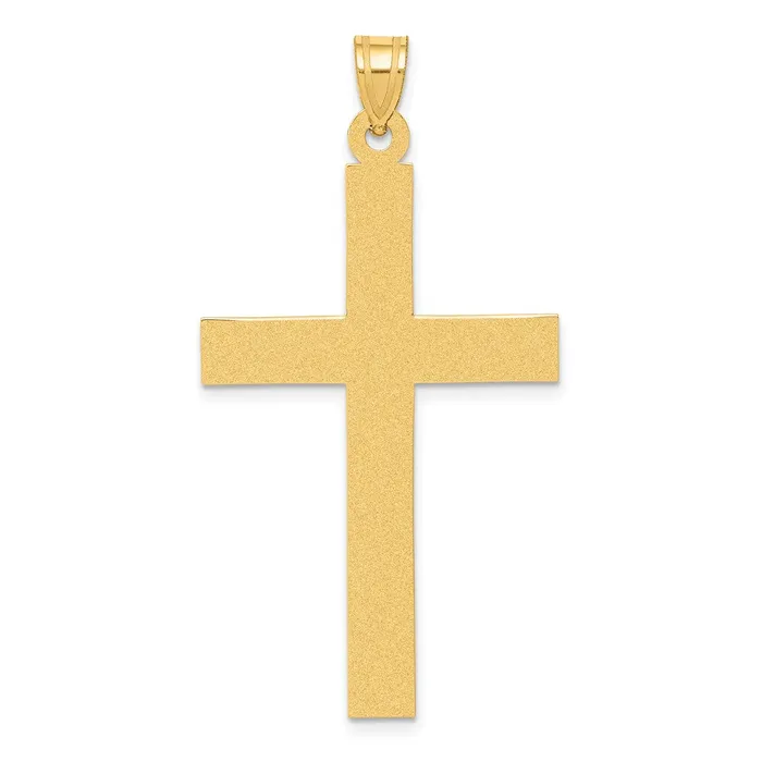 TreasureFineJewelers Necklaces 14k Yellow Gold Sandblasted Cross Pendant TreasureFineJewelers Necklaces 14k Yellow Gold Sandblasted Cross Pendant