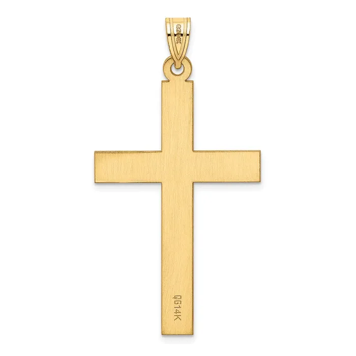 TreasureFineJewelers Necklaces 14k Yellow Gold Sandblasted Cross Pendant