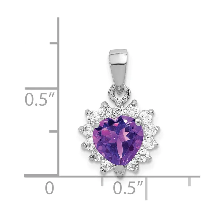 TreasureFineJewelers Necklaces Sterling Silver Amethyst and CZ Pendant