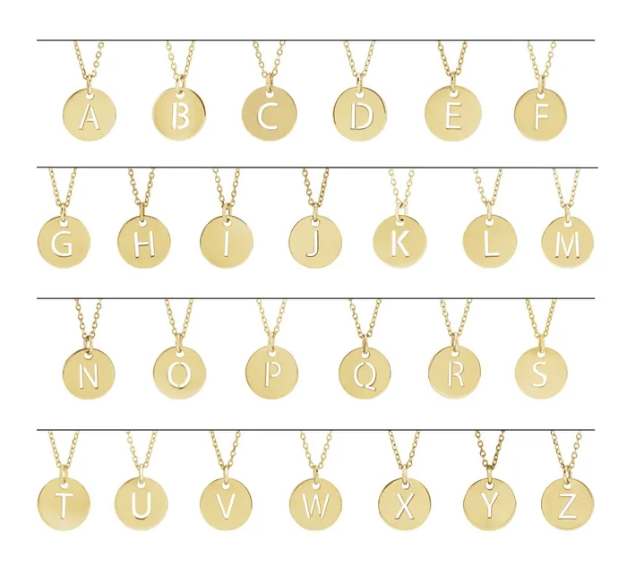 TreasureFineJewelers Necklaces Sterling Silver Initial U 10 mm Disc 1618 Necklace
