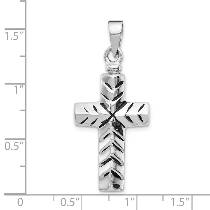 TreasureFineJewelers Necklaces Sterling Silver Rhodiumplated Enameled Cross Ash Holder Pendant