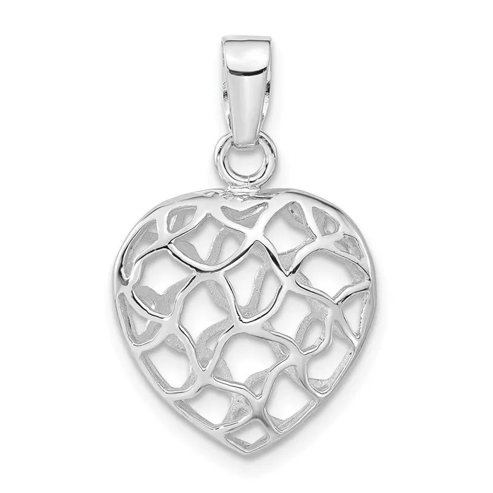 TreasureFineJewelers Necklaces Sterling Silver Rhodiumplated Heart Pendant TreasureFineJewelers Necklaces Sterling Silver Rhodiumplated Heart Pendant
