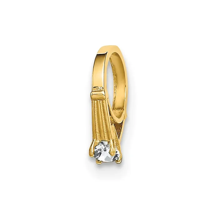 TreasureFineJewelers Rings 14k Yellow Gold 3D Ring with White CZ Charm