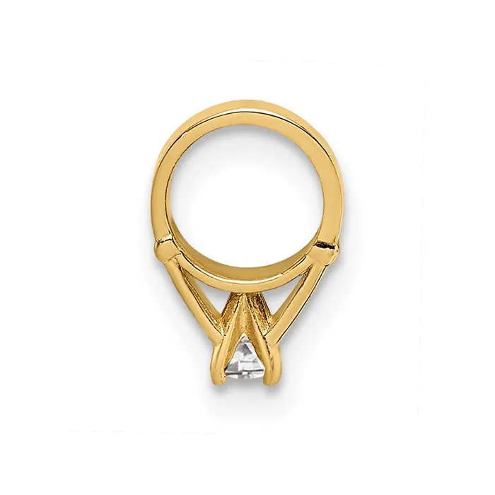 TreasureFineJewelers Rings 14k Yellow Gold 3D Ring with White CZ Charm