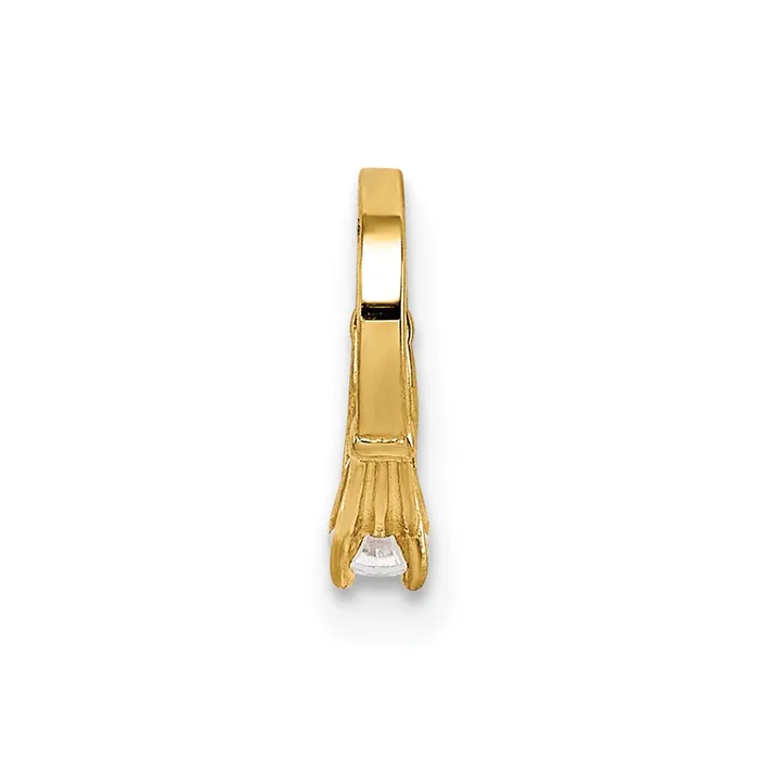 TreasureFineJewelers Rings 14k Yellow Gold 3D Ring with White CZ Charm