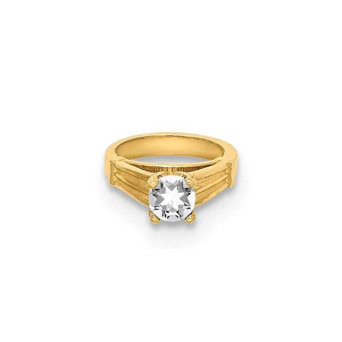 TreasureFineJewelers Rings 14k Yellow Gold 3D Ring with White CZ Charm