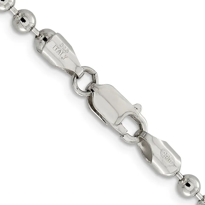 TreasureFineJewelers Rings Sterling Silver 4mm Beaded Chain