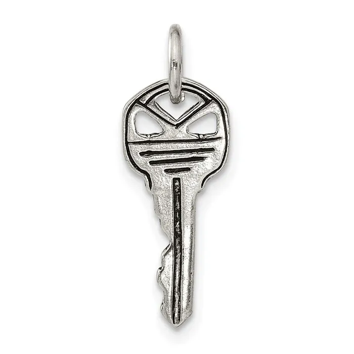 TreasureFineJewelers Rings Sterling Silver Antiqued Key Charm