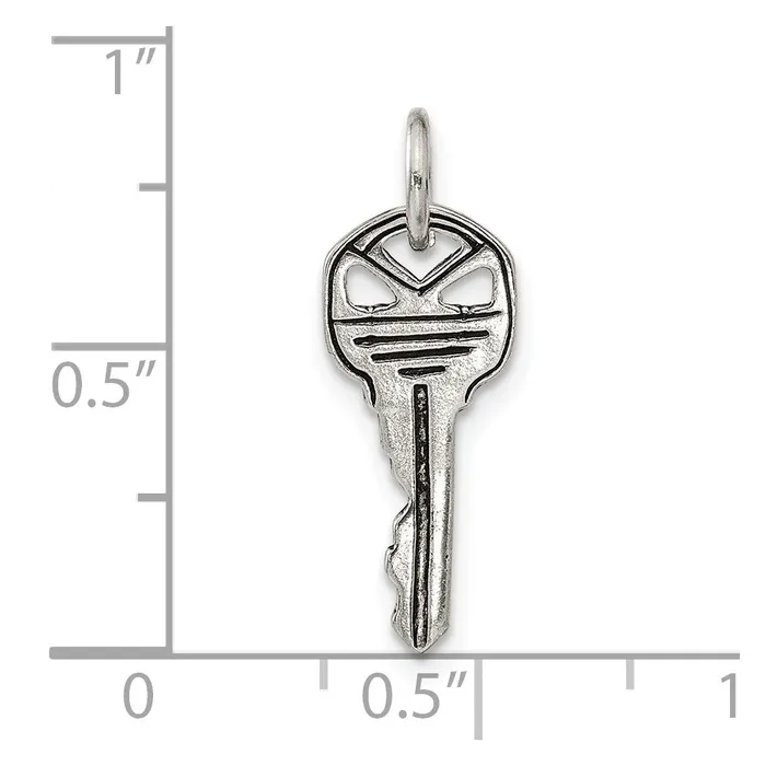 TreasureFineJewelers Rings Sterling Silver Antiqued Key Charm