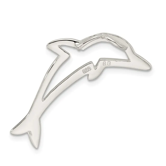 TreasureFineJewelers Rings Sterling Silver Dolphin Chain Slide