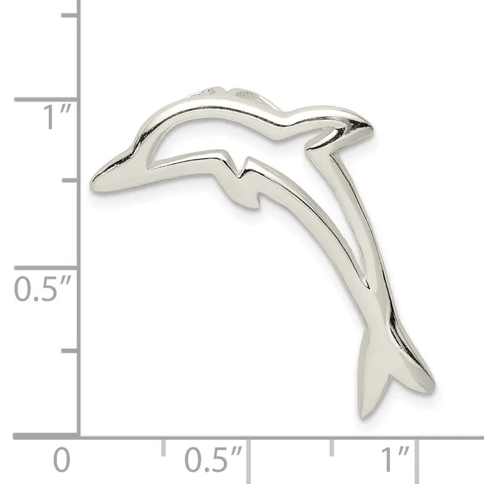 TreasureFineJewelers Rings Sterling Silver Dolphin Chain Slide