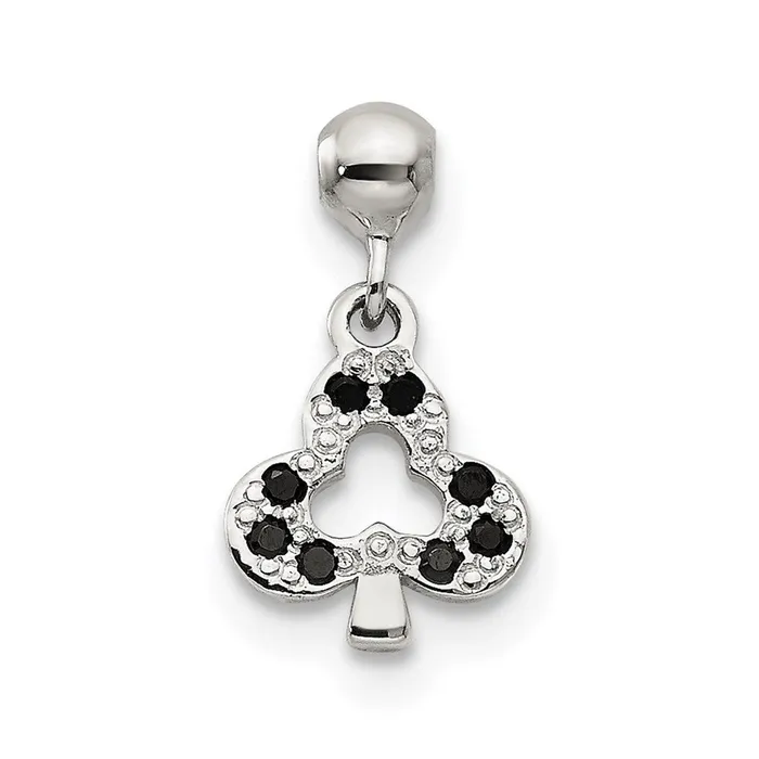 TreasureFineJewelers Rings Sterling Silver Mio Memento Black CZ Dangle Club Charm TreasureFineJewelers Rings Sterling Silver Mio Memento Black CZ Dangle Club Charm