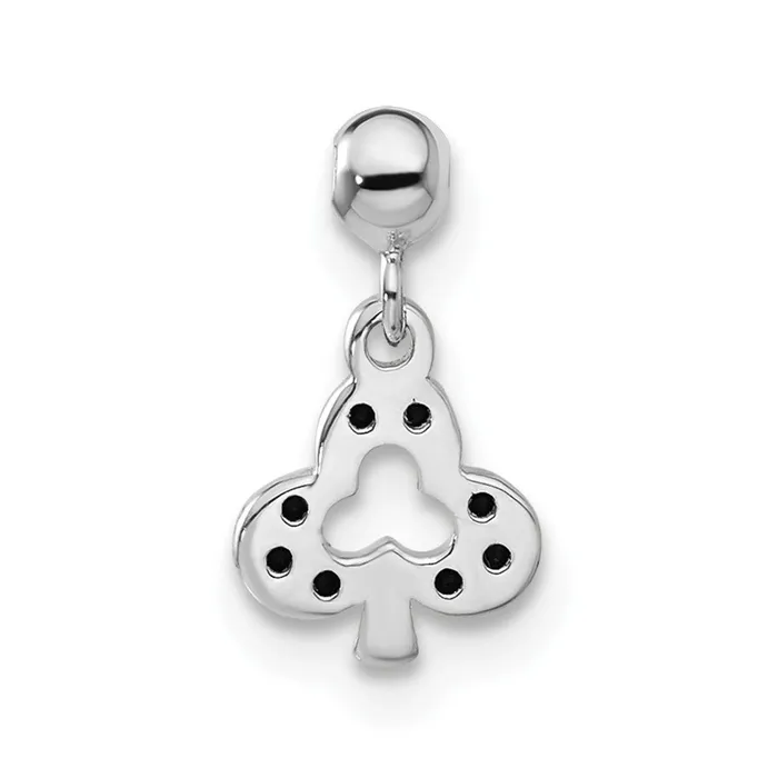 TreasureFineJewelers Rings Sterling Silver Mio Memento Black CZ Dangle Club Charm