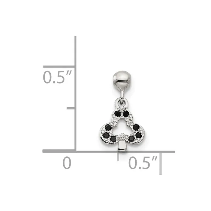 TreasureFineJewelers Rings Sterling Silver Mio Memento Black CZ Dangle Club Charm