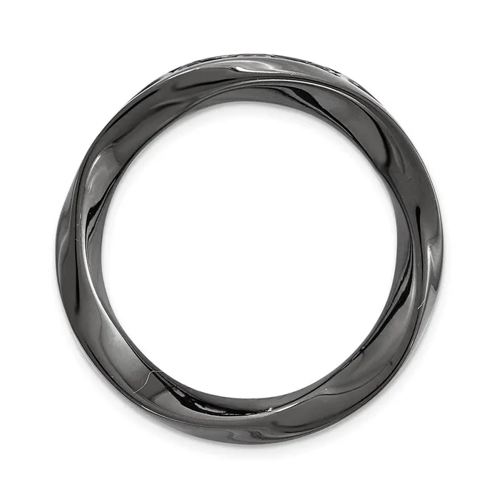 TreasureFineJewelers Rings Sterling Silver Stackable Expressions Blkplated Med Polished Chain Slide TreasureFineJewelers Rings Sterling Silver Stackable Expressions Blkplated Med Polished Chain Slide