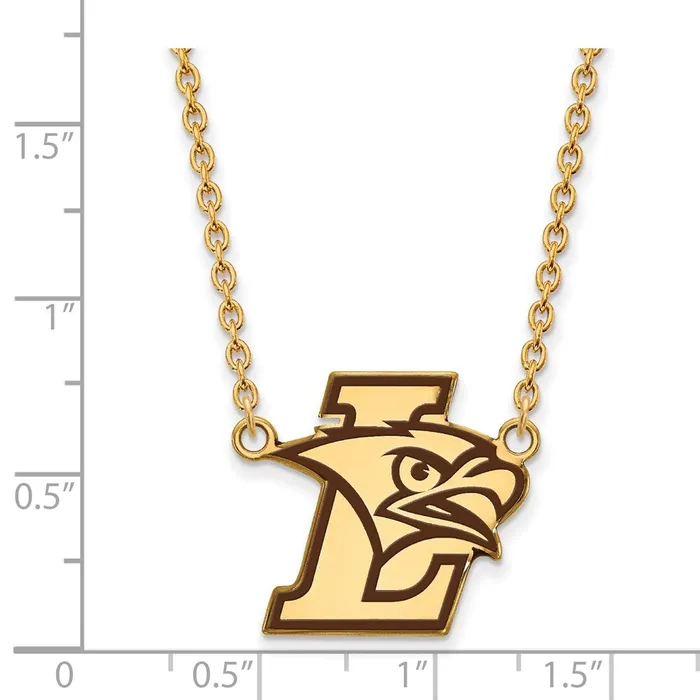 TreasureFineJewelers Sterling Silver Goldplated Lehigh University Large Enameled Pendant 18 inch Necklace Necklaces