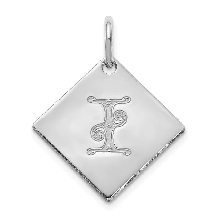 TreasureFineJewelers Sterling Silver Polished Gold Letter I Initial Charm Necklaces TreasureFineJewelers Sterling Silver Polished Gold Letter I Initial Charm Necklaces