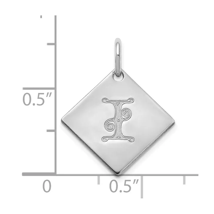TreasureFineJewelers Sterling Silver Polished Gold Letter I Initial Charm Necklaces