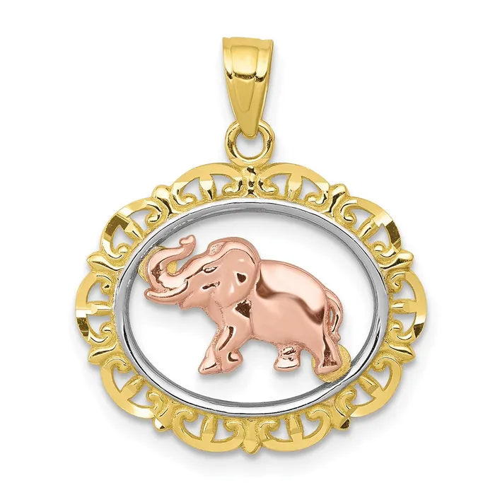 10k Twotone Elephant CharmWBC10C1026 WB Choice Jewelry Charm Necklaces