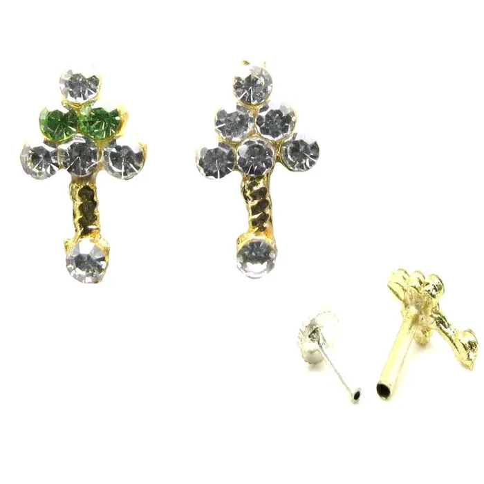 2pc Gold Plated Rhinstones Body Piercing Nose StudNose Ring Nose Pin Karizma Jewels Rings 2pc Gold Plated Rhinstones Body Piercing Nose StudNose Ring Nose Pin Karizma Jewels Rings
