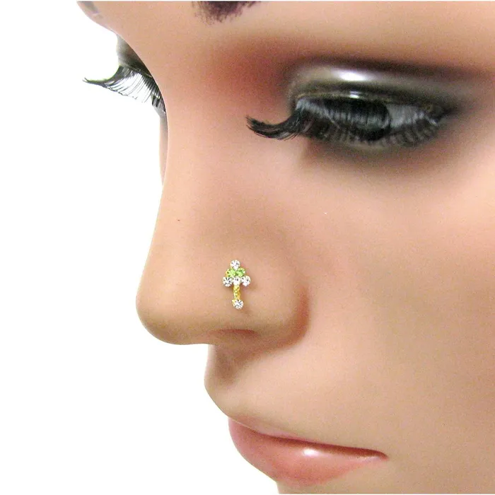 2pc Gold Plated Rhinstones Body Piercing Nose StudNose Ring Nose Pin Karizma Jewels Rings
