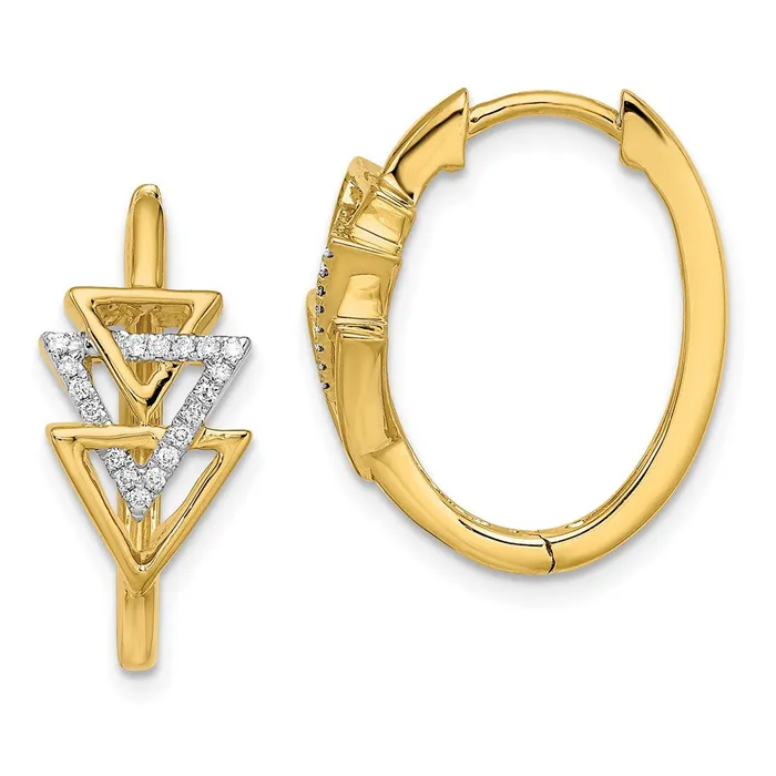 Earrings WB Choice Jewelry 14k Polished Triple Triangle Diamond Hinged Hoop EarringsWBCEM6834011YA Earrings WB Choice Jewelry 14k Polished Triple Triangle Diamond Hinged Hoop EarringsWBCEM6834011YA