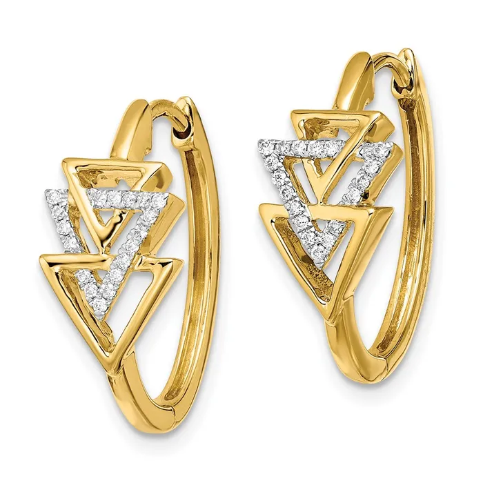 Earrings WB Choice Jewelry 14k Polished Triple Triangle Diamond Hinged Hoop EarringsWBCEM6834011YA Earrings WB Choice Jewelry 14k Polished Triple Triangle Diamond Hinged Hoop EarringsWBCEM6834011YA