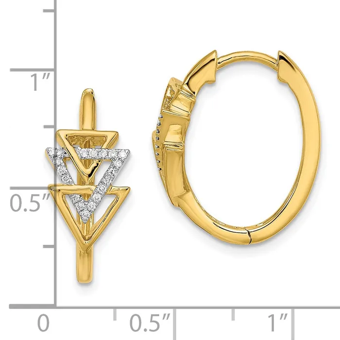 Earrings WB Choice Jewelry 14k Polished Triple Triangle Diamond Hinged Hoop EarringsWBCEM6834011YA Earrings WB Choice Jewelry 14k Polished Triple Triangle Diamond Hinged Hoop EarringsWBCEM6834011YA