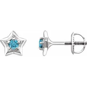 Earrings WB Choice Jewelry 14K White 3 mm Round March Youth Star Birthstone Earrings 653421644PSTWBC Earrings WB Choice Jewelry 14K White 3 mm Round March Youth Star Birthstone Earrings 653421644PSTWBC