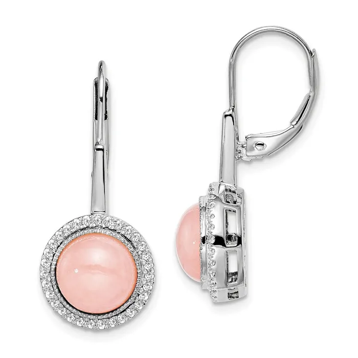Earrings WB Choice Jewelry 14k White Gold Rose Quartz and Diamond Leverback EarringsWBCEM7137OP025WA Earrings WB Choice Jewelry 14k White Gold Rose Quartz and Diamond Leverback EarringsWBCEM7137OP025WA