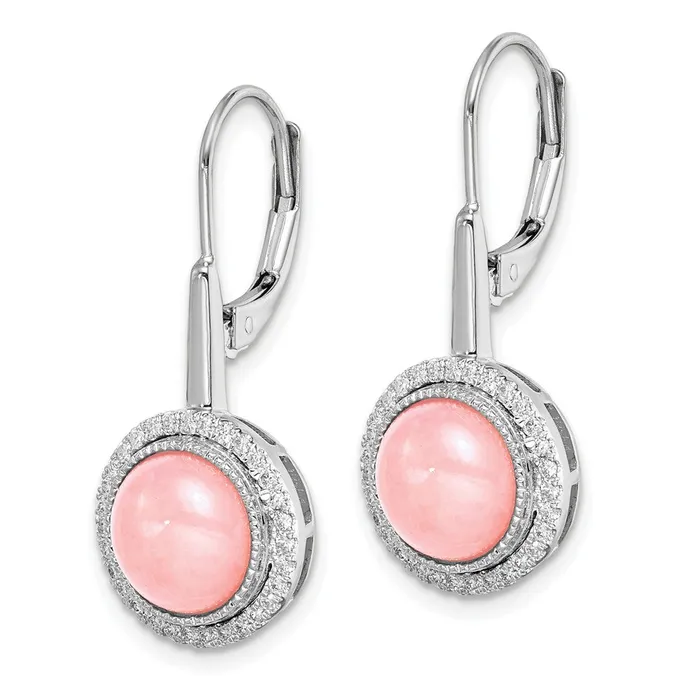 Earrings WB Choice Jewelry 14k White Gold Rose Quartz and Diamond Leverback EarringsWBCEM7137OP025WA Earrings WB Choice Jewelry 14k White Gold Rose Quartz and Diamond Leverback EarringsWBCEM7137OP025WA