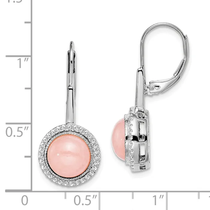 Earrings WB Choice Jewelry 14k White Gold Rose Quartz and Diamond Leverback EarringsWBCEM7137OP025WA Earrings WB Choice Jewelry 14k White Gold Rose Quartz and Diamond Leverback EarringsWBCEM7137OP025WA