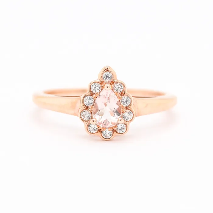 FULLERS PURCHASE FROM PUBLIC Rings Estate 10Kr 45 Ct Morganite And Diamond Ring FULLERS PURCHASE FROM PUBLIC Rings Estate 10Kr 45 Ct Morganite And Diamond Ring