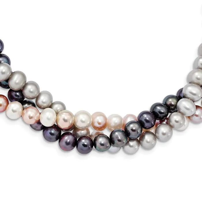 Necklaces 14K 67mm Multicolor Freshwater Cultured Pearl 3strand NecklaceWBCXF41318 WB Choice Jewelry Necklaces 14K 67mm Multicolor Freshwater Cultured Pearl 3strand NecklaceWBCXF41318 WB Choice Jewelry