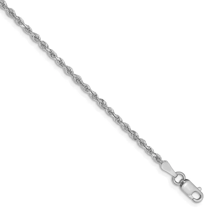 Necklaces WB Choice Jewelry 10k White Gold 2mm DC Quadruple Rope Chain AnkletWBC10WQT0169 Necklaces WB Choice Jewelry 10k White Gold 2mm DC Quadruple Rope Chain AnkletWBC10WQT0169