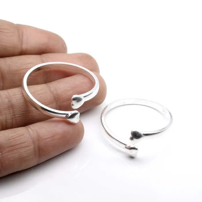 Real Sterling Silver Toe THUMB Rings Indian Handmade Heart Style bichia Pair foot ring Karizma Jewels Rings