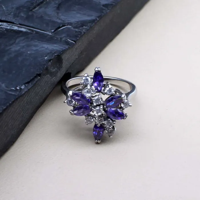 Rings Karizma Jewels 925 Sterling Silver Violet white CZ women finger ring