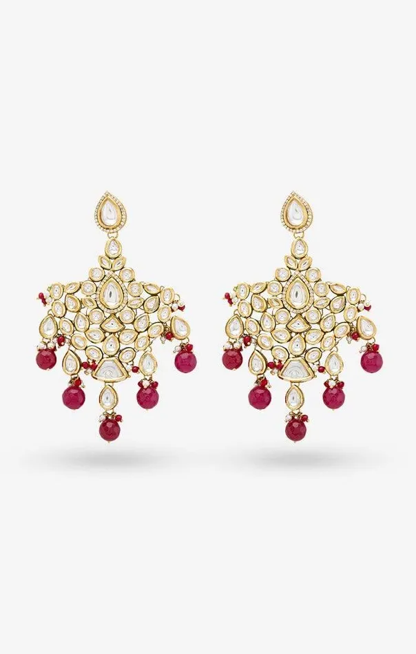 Scarlet Red Kundan Earrings PRERTO ECOMMERCE PRIVATE LIMITED Earrings