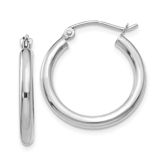 WB Choice Jewelry Earrings 10K White Gold Polished 25mm Tube Hoop EarringsWBC10T840 WB Choice Jewelry Earrings 10K White Gold Polished 25mm Tube Hoop EarringsWBC10T840