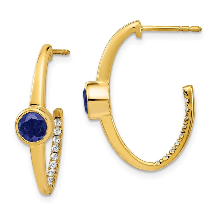 WB Choice Jewelry Earrings 14k Created Sapphire and Diamond JHoop EarringsWBCEM7213SA018YA WB Choice Jewelry Earrings 14k Created Sapphire and Diamond JHoop EarringsWBCEM7213SA018YA