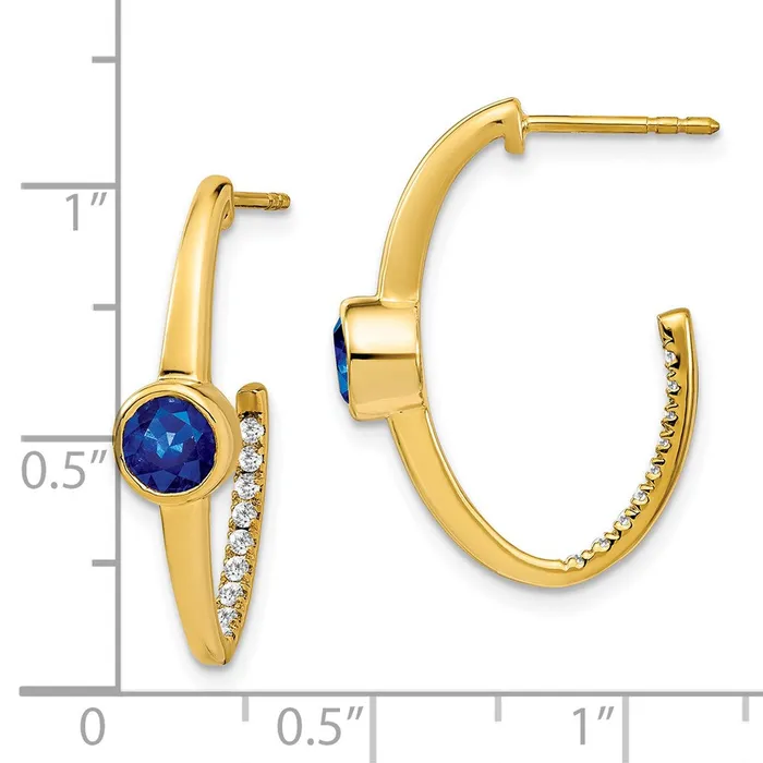 WB Choice Jewelry Earrings 14k Created Sapphire and Diamond JHoop EarringsWBCEM7213SA018YA WB Choice Jewelry Earrings 14k Created Sapphire and Diamond JHoop EarringsWBCEM7213SA018YA