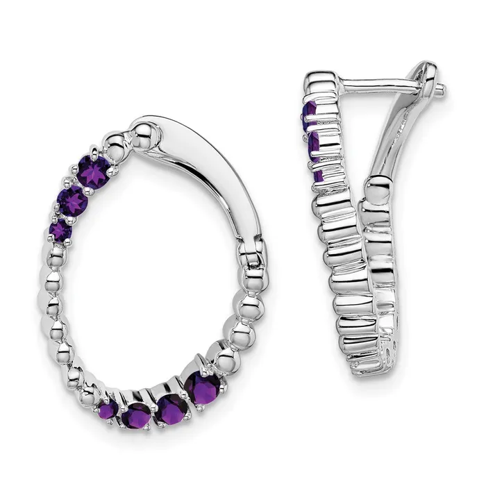 WB Choice Jewelry Earrings 14k White Gold Amethyst Oval Hoop EarringsWBCEM7460AMW WB Choice Jewelry Earrings 14k White Gold Amethyst Oval Hoop EarringsWBCEM7460AMW