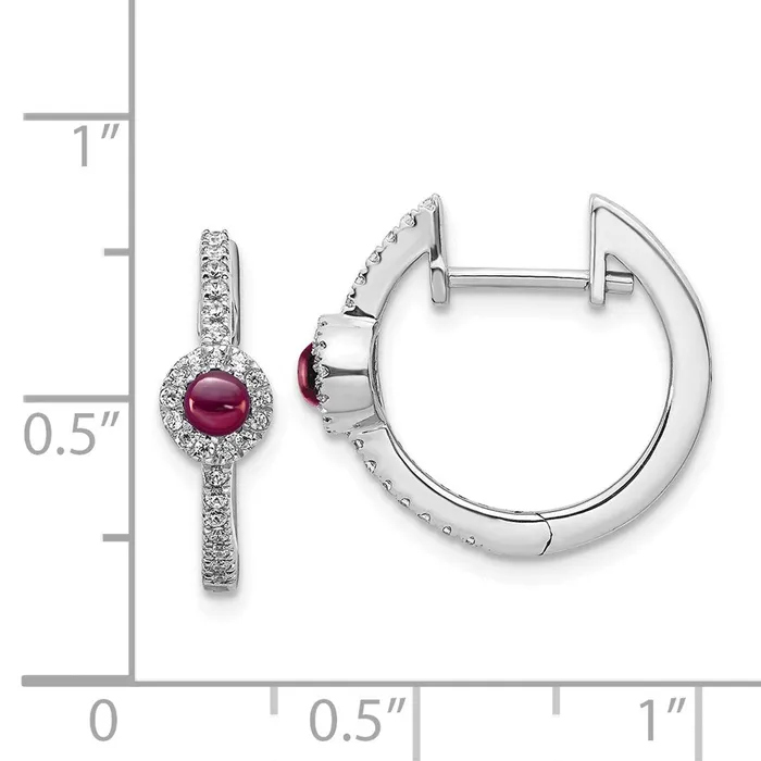 WB Choice Jewelry Earrings 14k White Gold Diamond and Cabochon Rhodolite Garnet EarringsWBCEM4031RG020WA WB Choice Jewelry Earrings 14k White Gold Diamond and Cabochon Rhodolite Garnet EarringsWBCEM4031RG020WA