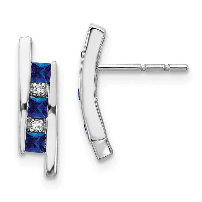 WB Choice Jewelry Earrings 14k White Gold Diamond and Sapphire EarringsWBCEM5614SA002WA WB Choice Jewelry Earrings 14k White Gold Diamond and Sapphire EarringsWBCEM5614SA002WA
