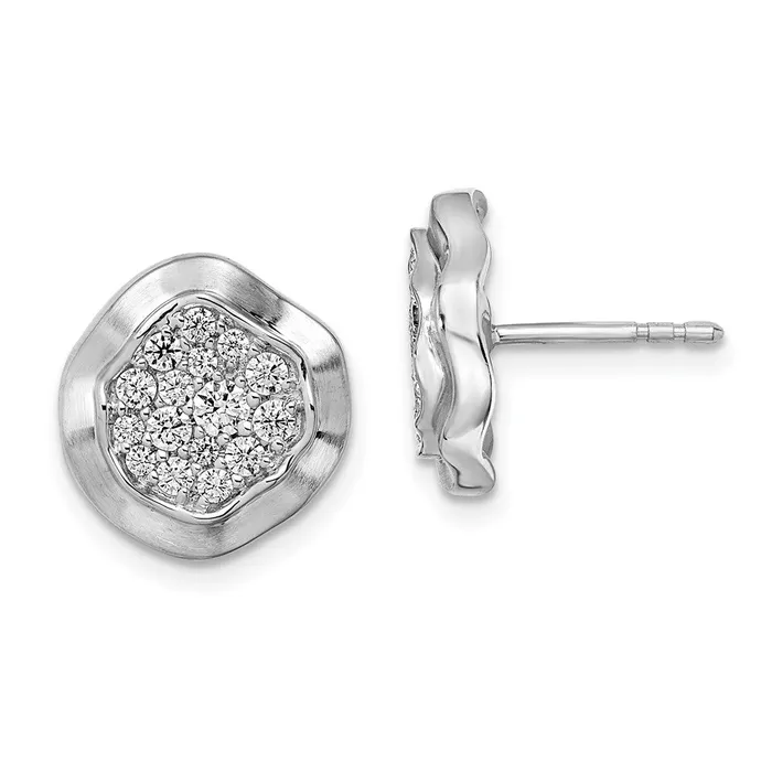WB Choice Jewelry Earrings 14k White Gold Polished Wavy Circle Diamond Post EarringsWBCEM8462062WA WB Choice Jewelry Earrings 14k White Gold Polished Wavy Circle Diamond Post EarringsWBCEM8462062WA