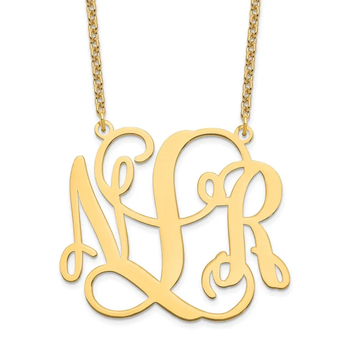 WB Choice Jewelry Necklaces Sterling SilverGoldplated Large Polished Cut Out Monogram NecklaceWBCXNA502GP WB Choice Jewelry Necklaces Sterling SilverGoldplated Large Polished Cut Out Monogram NecklaceWBCXNA502GP